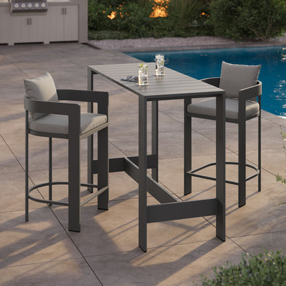 Tahoe 3-Piece Outdoor Patio Aluminum Bar Table Set by Furniture for America