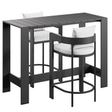 Aspen 3-Piece Outdoor Patio Aluminum Bar Table Set in White