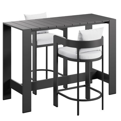 Tahoe 3-Piece Outdoor Patio Aluminum Bar Table Set by Furniture for America