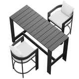 Aspen 3-Piece Outdoor Patio Aluminum Bar Table Set in White