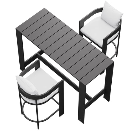 Tahoe 3-Piece Outdoor Patio Aluminum Bar Table Set in White