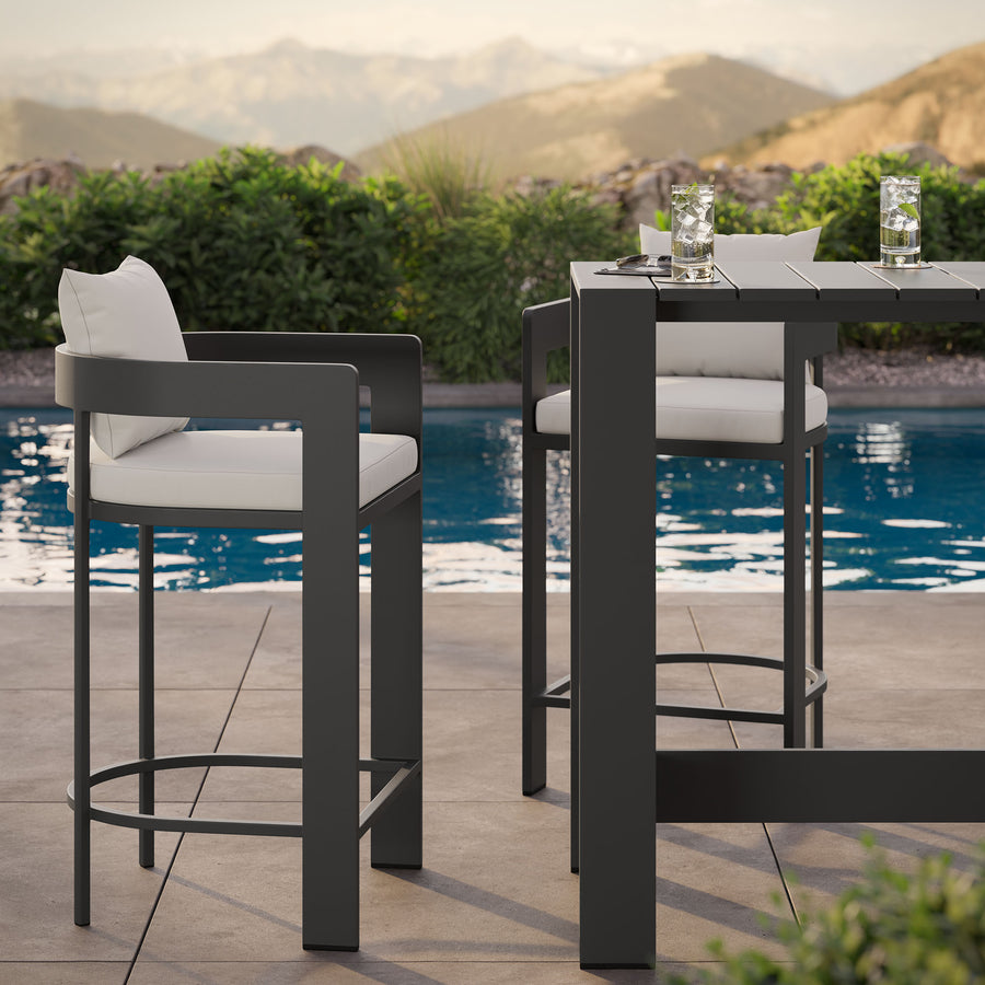 Aspen 3-Piece Outdoor Patio Aluminum Bar Table Set in White