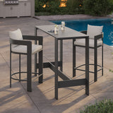 Aspen 3-Piece Outdoor Patio Aluminum Bar Table Set in White