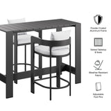 Aspen 3-Piece Outdoor Patio Aluminum Bar Table Set in White