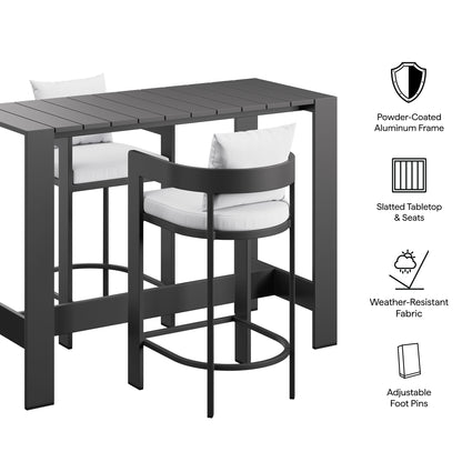 Tahoe 3-Piece Outdoor Patio Aluminum Bar Table Set by Furniture for America