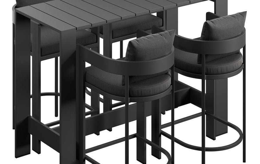 Aspen 5-Piece Outdoor Patio Bar Table Set in Charcoal