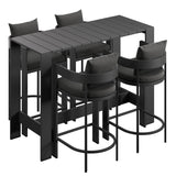 Aspen 5-Piece Outdoor Patio Bar Table Set in Charcoal