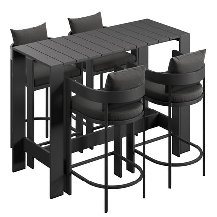 Tahoe 5-Piece Outdoor Patio Bar Table Set in Charcoal