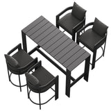 Aspen 5-Piece Outdoor Patio Bar Table Set in Charcoal