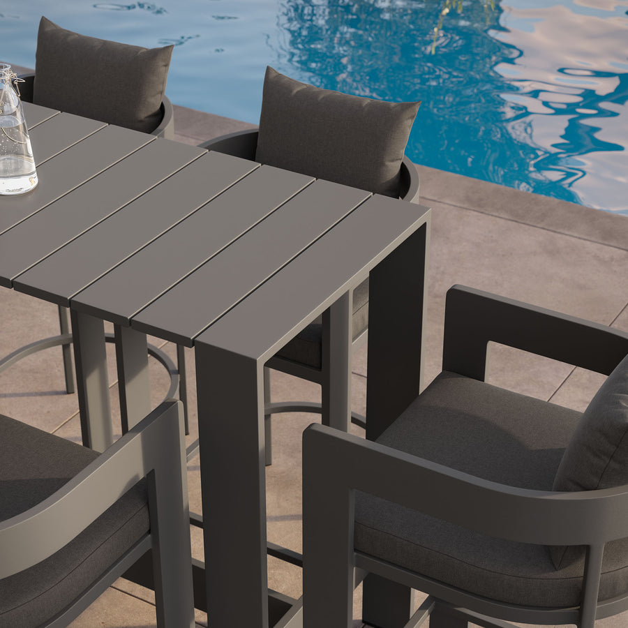 Aspen 5-Piece Outdoor Patio Bar Table Set in Charcoal