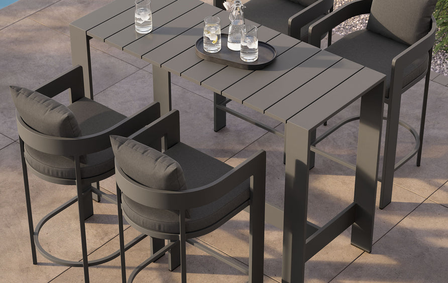 Aspen 5-Piece Outdoor Patio Bar Table Set in Charcoal