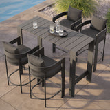 Aspen 5-Piece Outdoor Patio Bar Table Set in Charcoal