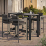 Aspen 5-Piece Outdoor Patio Bar Table Set in Charcoal