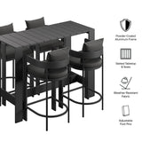 Aspen 5-Piece Outdoor Patio Bar Table Set in Charcoal