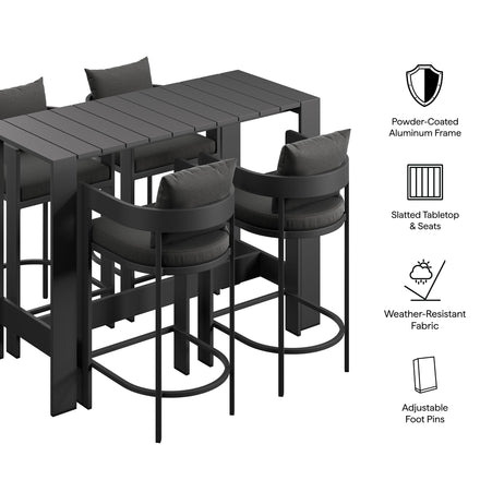 Tahoe 5-Piece Outdoor Patio Bar Table Set in Charcoal