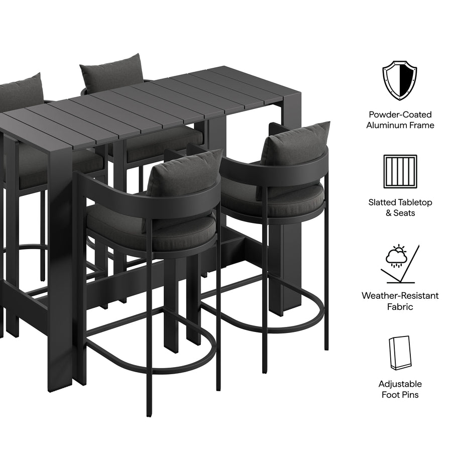 Aspen 5-Piece Outdoor Patio Bar Table Set in Charcoal
