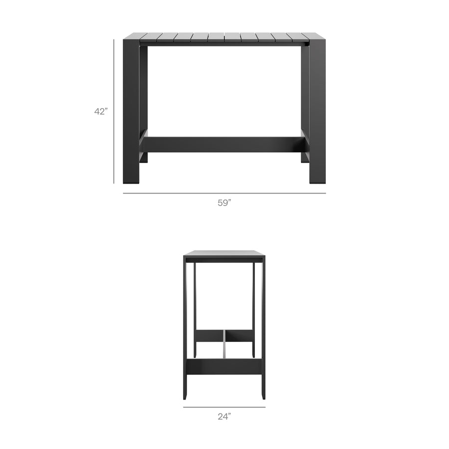 Aspen 5-Piece Outdoor Patio Bar Table Set in Charcoal