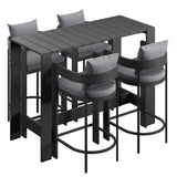 Aspen 5-Piece Outdoor Patio Bar Table Set in Gray