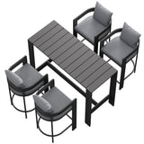 Aspen 5-Piece Outdoor Patio Bar Table Set in Gray