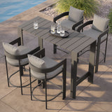 Aspen 5-Piece Outdoor Patio Bar Table Set in Gray