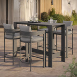 Aspen 5-Piece Outdoor Patio Bar Table Set in Gray