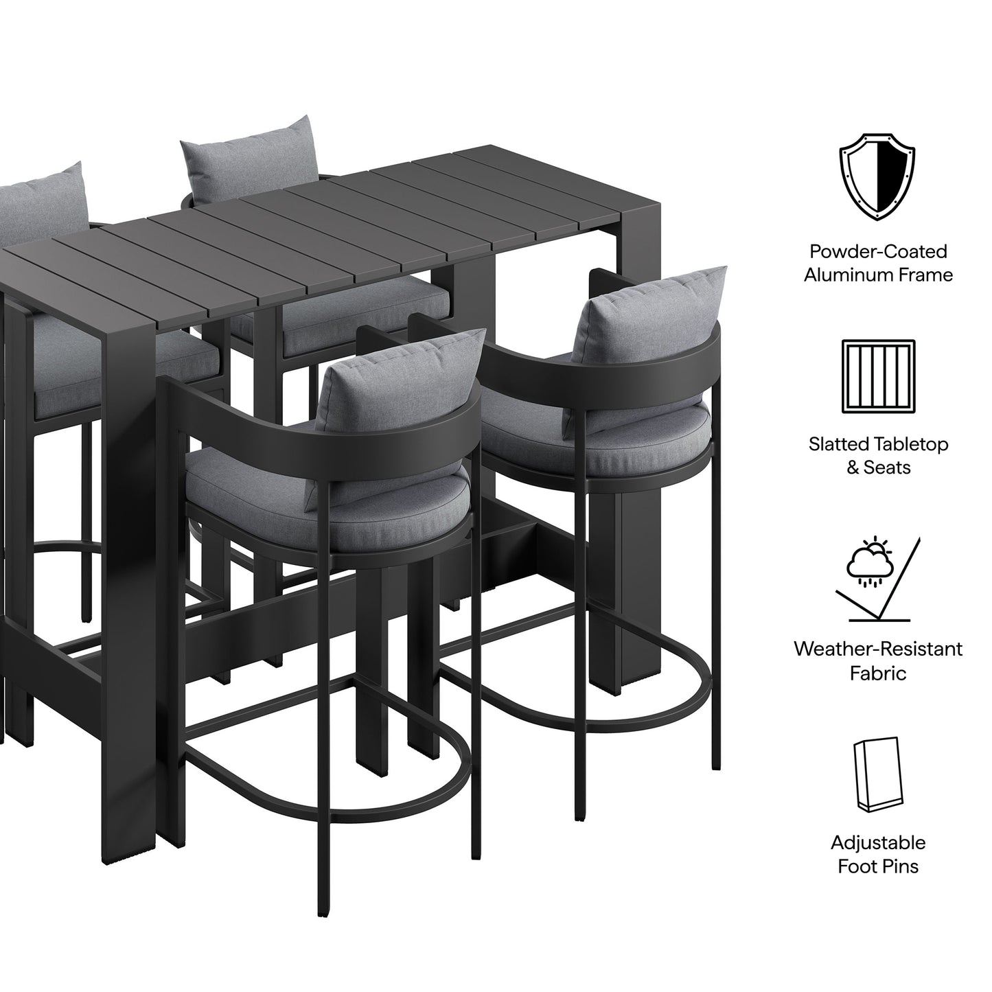 Tahoe 5-Piece Outdoor Patio Bar Table Set by Furniture for America