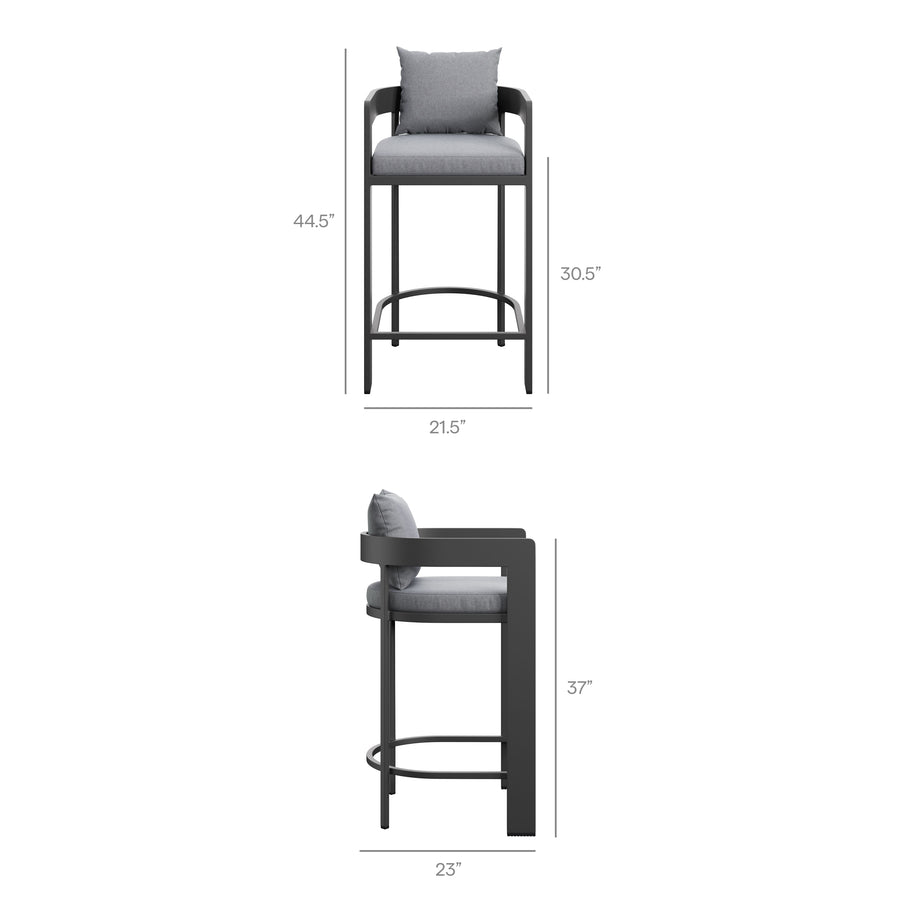 Aspen 5-Piece Outdoor Patio Bar Table Set in Gray
