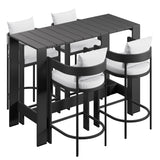 Aspen 5-Piece Outdoor Patio Bar Table Set in White