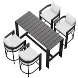 Aspen 5-Piece Outdoor Patio Bar Table Set in White