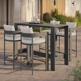 Aspen 5-Piece Outdoor Patio Bar Table Set in White
