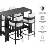 Aspen 5-Piece Outdoor Patio Bar Table Set in White