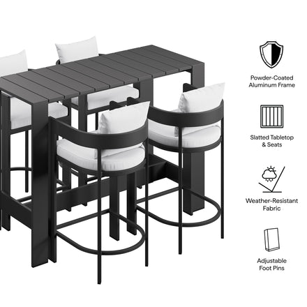Tahoe 5-Piece Outdoor Patio Bar Table Set in White