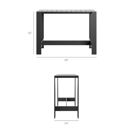 Tahoe 5-Piece Outdoor Patio Bar Table Set in White