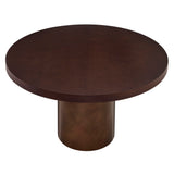 Fenna 54 Inch Round Pedestal Base Dining Table in Dark Walnut Burnished Brass