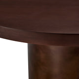 Fenna 54 Inch Round Pedestal Base Dining Table in Dark Walnut Burnished Brass