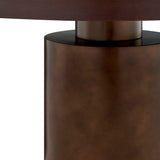 Fenna 54 Inch Round Pedestal Base Dining Table in Dark Walnut Burnished Brass