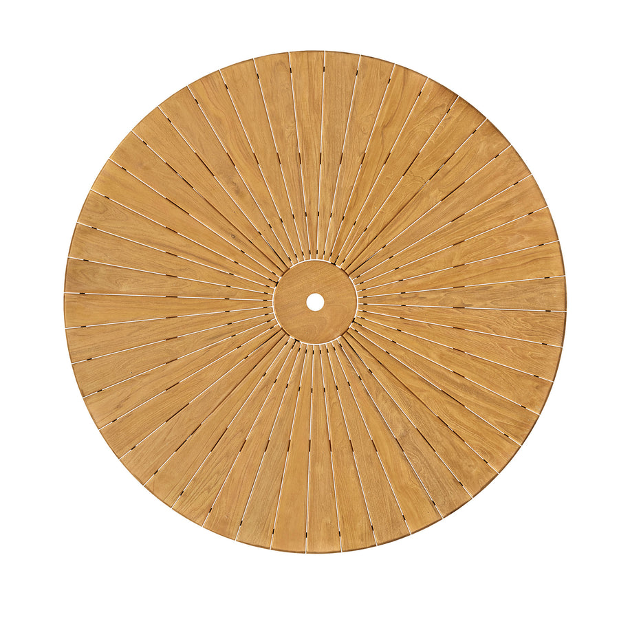 Tegan 59" Sunburst Outdoor Patio Teak Dining Table in Natural