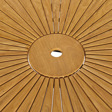 Cielo 59" Sunburst Outdoor Patio Teak Dining Table in Natural