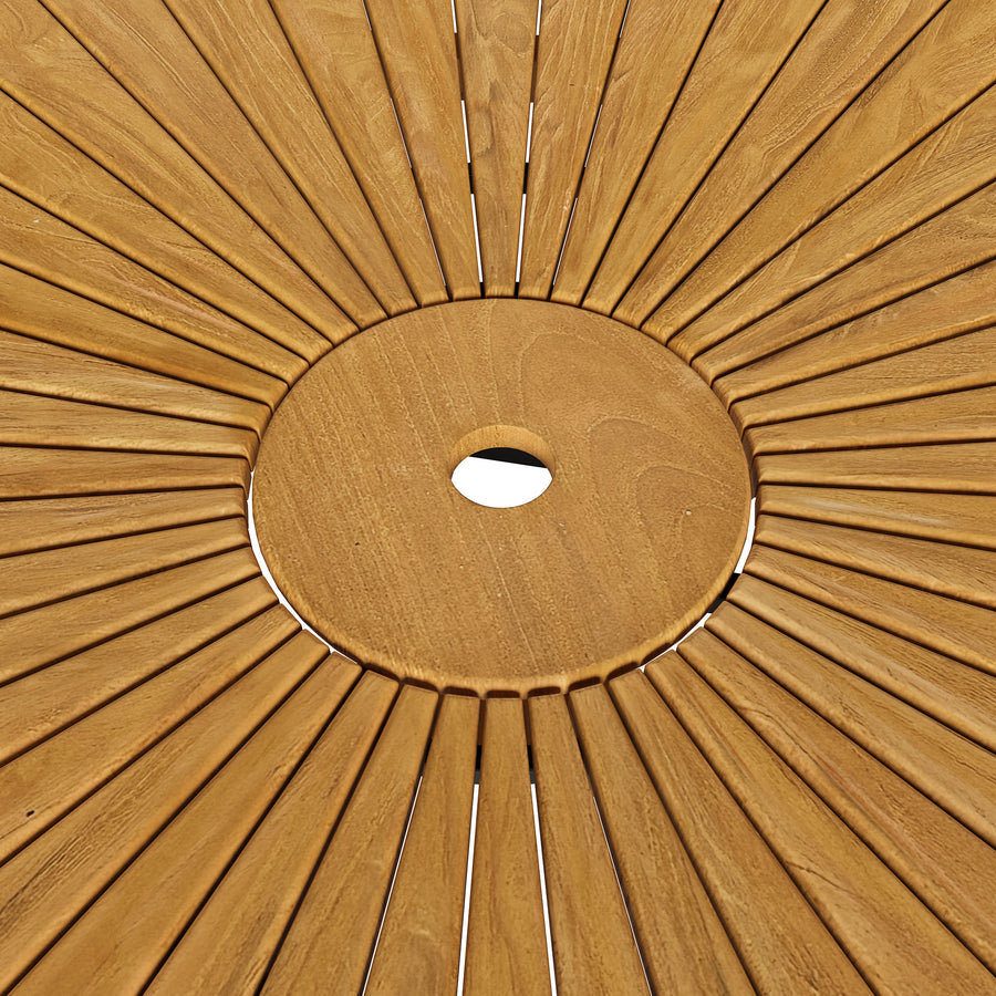Tegan 59" Sunburst Outdoor Patio Teak Dining Table in Natural