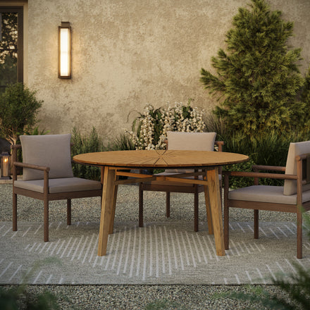Cielo 59" Sunburst Outdoor Patio Teak Dining Table in Natural