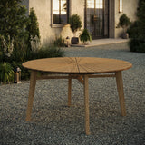 Tegan 59" Sunburst Outdoor Patio Teak Dining Table in Natural