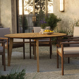 Tegan 59" Sunburst Outdoor Patio Teak Dining Table in Natural