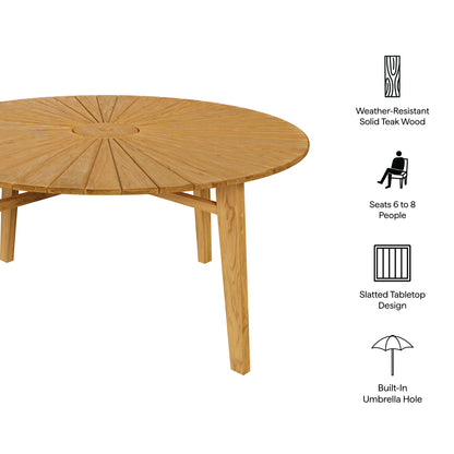 Cielo 59" Sunburst Outdoor Patio Teak Dining Table by Furniture for America