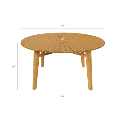 Cielo 59" Sunburst Outdoor Patio Teak Dining Table by Furniture for America