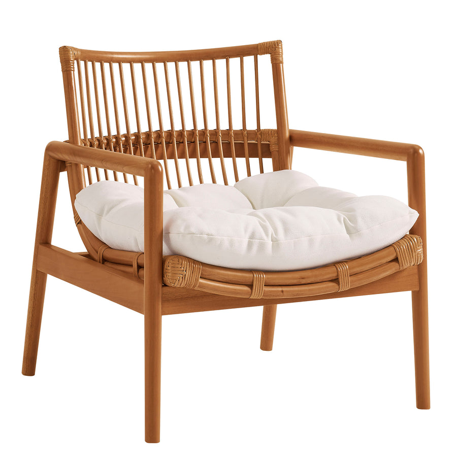 Ystad Wood Rattan Lounge Chair in Brown