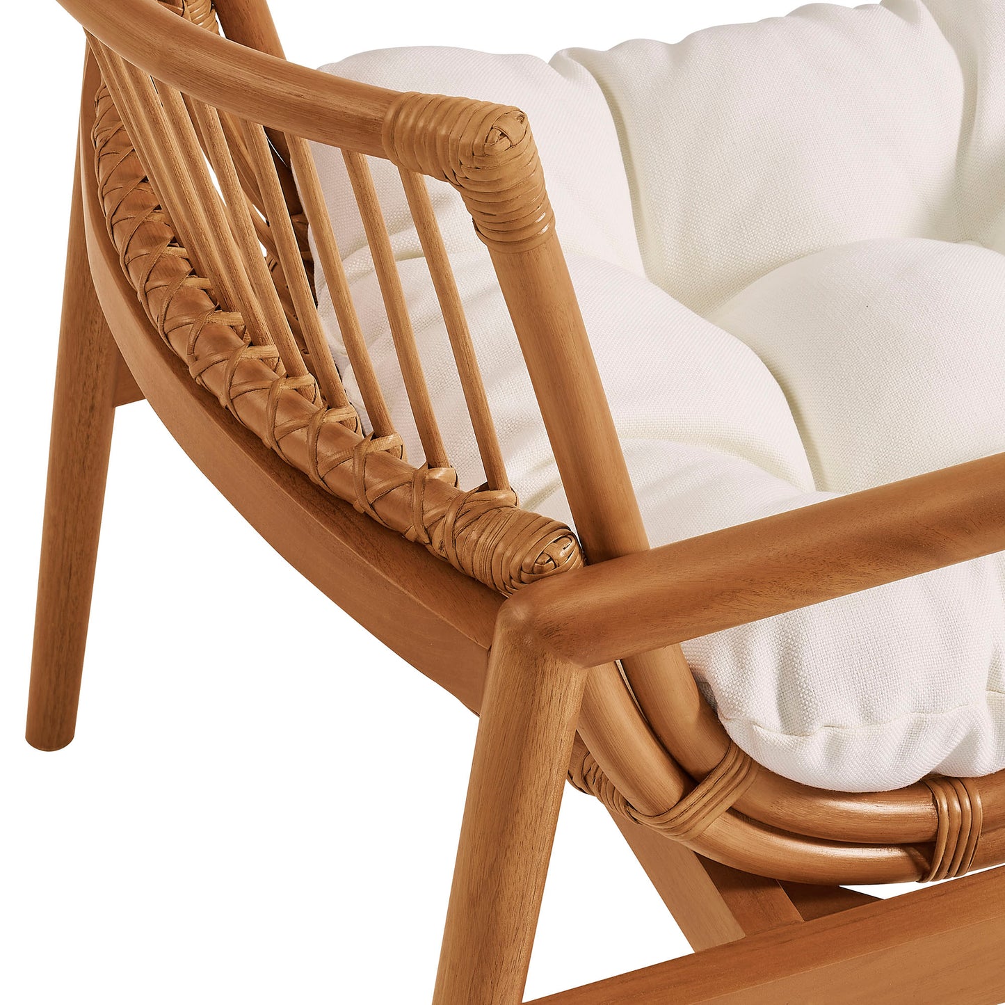Ystad Wood Rattan Lounge Chair in Brown