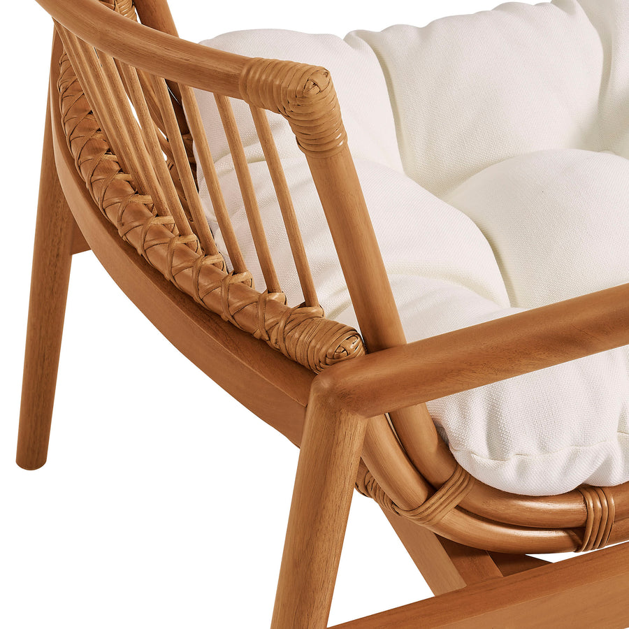 Ystad Wood Rattan Lounge Chair in Brown