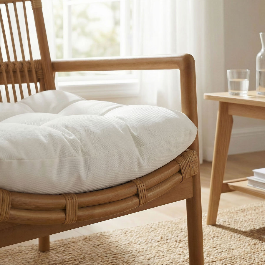 Ystad Wood Rattan Lounge Chair in Brown