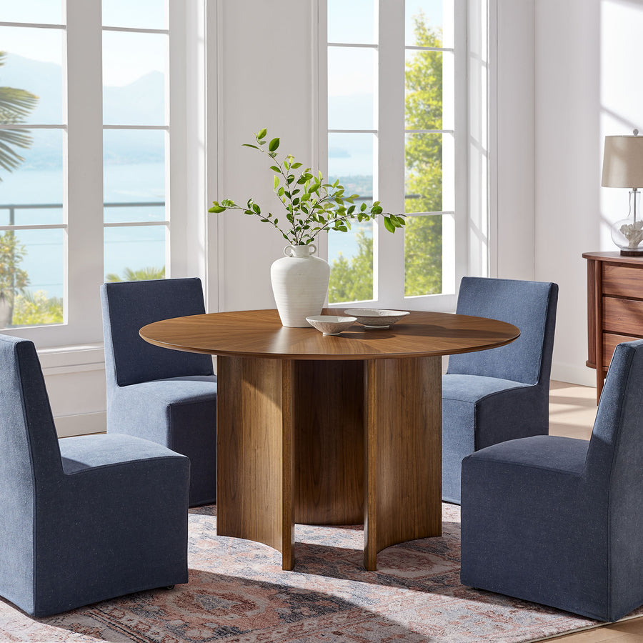 Malahide 54 Inch Round Dining Table in Walnut