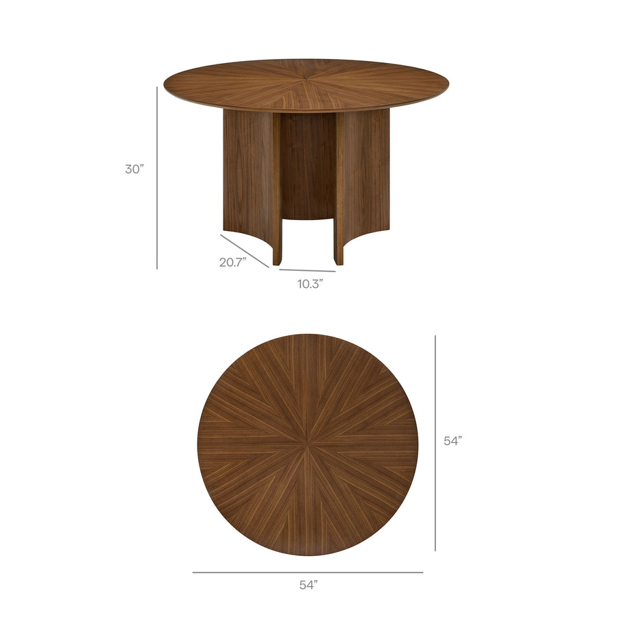 Malahide 54 Inch Round Dining Table in Walnut